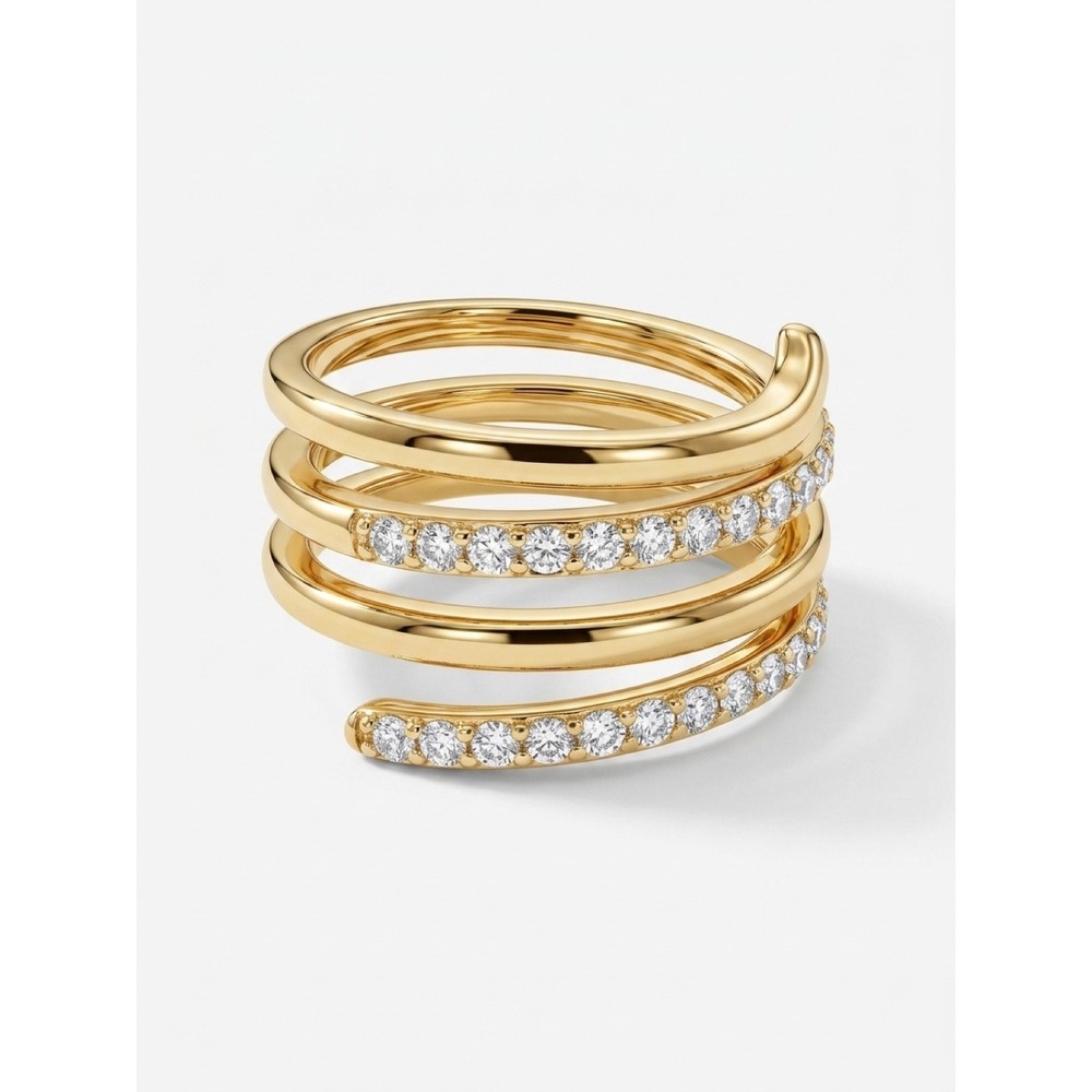 NWT Diamonique Four Row Band Ring / Size 5 / MSRP $85
